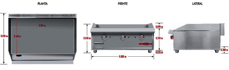 PLANCHA A GAS 3 QUEMADORES CV-3 MASTER TREND CORIAT