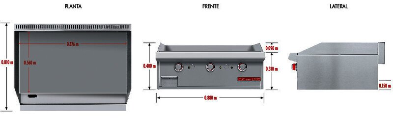 PLANCHA A GAS 3 QUEMADORES CV-3 MASTER TREND CORIAT